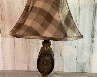 Farmhouse Decor Table Lamp with Brown Plaid Shade