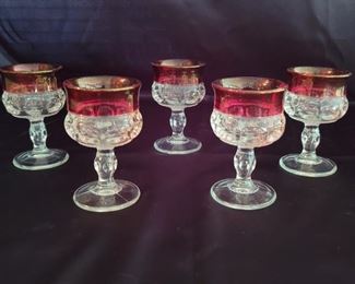 (5) Kings Crown Goblets with Gold Trim on Rim
