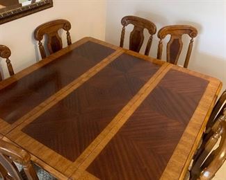 $875 ~ OBO~ WOW AMAZING LARGE TABLE, EIGHT TALL CHAIRS WITH ONE LEAF 60WX 60W X 36HT ~ LEAF 20X60