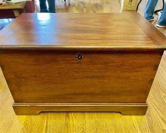 Hand crafted mahogany trunk, made by Charles Boyd from Gordon, Texas Purchased at the Kerrville Art Show in 1999 directly from Mr. Boyd  Price $395. see next two pohotos