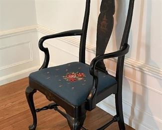 Chinoiserie Open Armchair with Needlepoint Seat