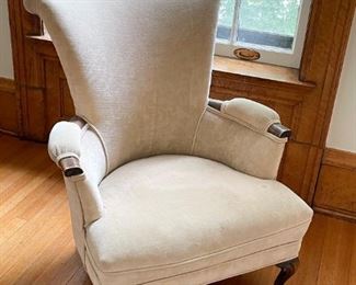 Neutral Armchair with Curved Back
