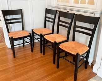 LOT #111 - $75 EACH - Black Side Chairs with Rush Seats, Made in Italy (there are 5 of these available)