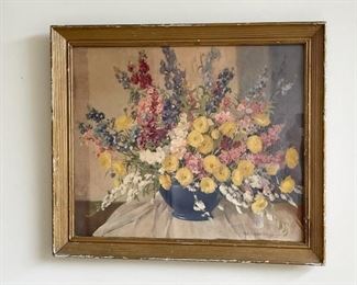 Framed Artwork - Vintage Nell Walker Warner Floral Still Life Print