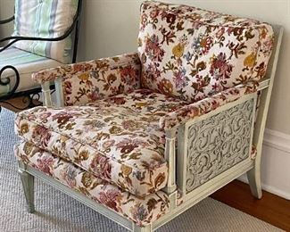 Vintage Armchair with Floral Upholstery