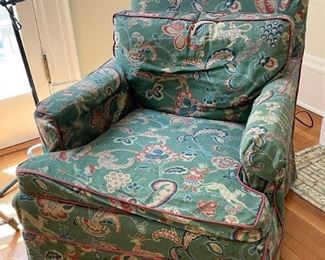 Armchair with Green Paisley Fabric
