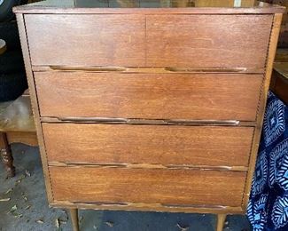 Mid-Century Modern chest of drawers THIS WILL BE SOLD AS A BEDROOM SET which includes a matching dresser, mirror, headboard, footboard & bedside table. 