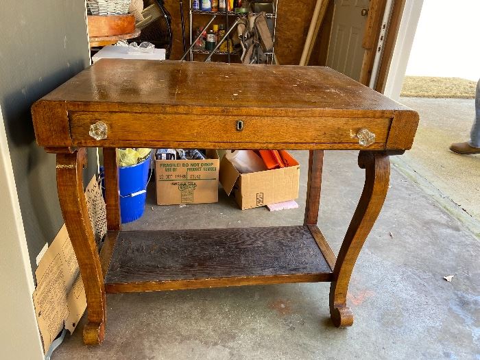 Antique work table with drawer