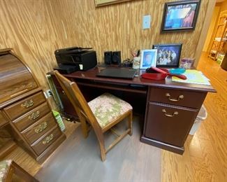 Small cherry desk with storage, antique chair also available