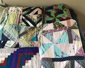Country quilt toppers with flour sack backs