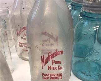 Vintage milk bottles and Ball jars