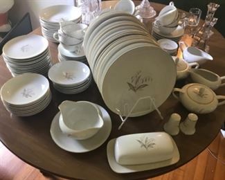 Large set of mid-century China.  Very complete,  silver, gray with gold accents.