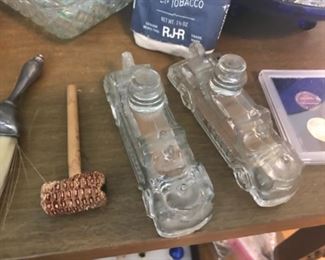 Lots of charming smalls -  2 glass car candy containers