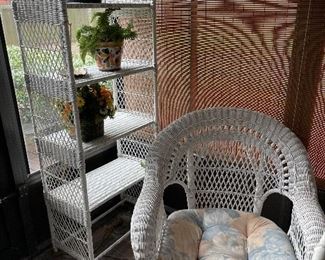 Wicker chairs and shelving