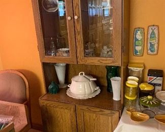 Glass front hutch with storage, measures approx. 6' tall  and 30" wide