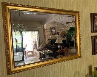 Beveled Gilt Gold Mirror approx 42" by 29"
