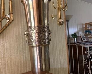 Footed Brass umbrella stand, 2' height