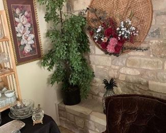 Vintage Potted rubber Ficus, misc. decor