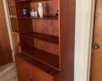 BID ITEM: 2 pc. Danish Modern solid Teak cabinet with adjustable shelf top, by Borge Mogensen for Sorborg Mobler Measures 71"" height , 39.5" width and 18" depth w/ key