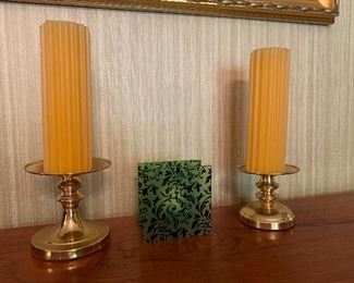 Copper-Craft pillar candle holder, pair