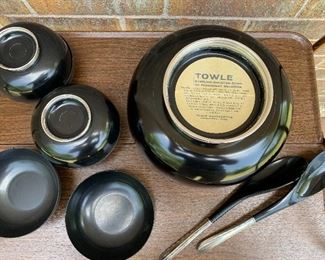 Towle Melamine and .925 Sterling salad and serving set , 9 pc. 