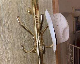 2' brass hat and coat rack, wall mounted