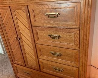 Broyhill highboy dresser measures 50" tall and 45" wide and 19" deep, approximate