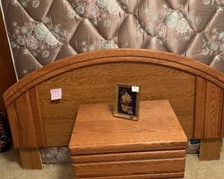 Palliser oak nightstand and headboard in as is condition, Serta Perfect Sleeper queen size mattress and box spring