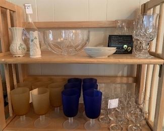 Top shelf from left: Belleek, far right Waterford LISMORE