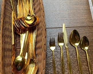 Vintage COSMOS "Golden Drama" MCM flatware, gold-plated