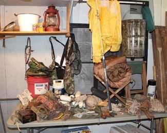 Camping gear and cuts of rope/string for every job.