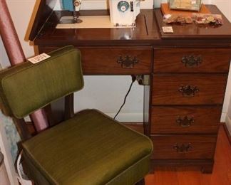 Vintage Sewing Chair with Storage Under Seat