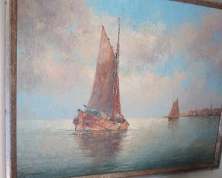 Franz Ambrasath (German, 1889-1974) typical sailboat oil on canvas
