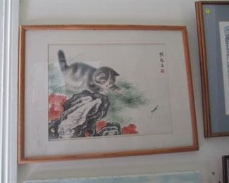 Japanese woodblock print depicting a cat