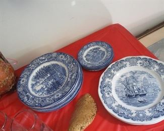 Staffordshire blue and white historical plates