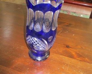 Cut Bohemian glass vase