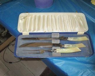 English 1930s carving set in case