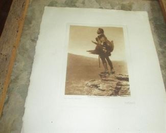 EDWARD B, CURTIS -- CALLING OF THE BUFFALO-- 1918 PHOTGRAPH