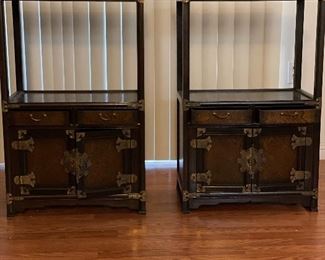 Two gorgeous small accent Korean Book shelves with scholar chests. $250.00 each