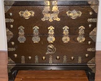 Vintage Korean scholar chest with traditional brass hinges, excellent condition $200.00