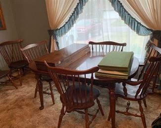#2	Pine dining table with 3 leaves , table pads and 6 chairs 60-96x40x29	 $275.00 
