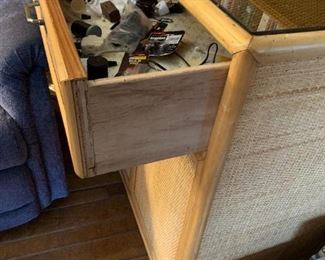 #14	Wicker/Rattan End Table w/1 drawer & 2 doors (1 shelf)  30x20x30	 $75.00 
