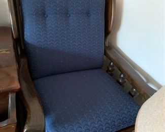 #23	70's Rocking Chair w/2 blue Cushions  	 $40.00 
