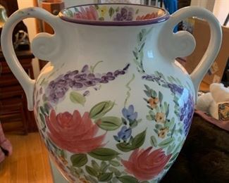 #31	2 handle Hand-painted Pottery by Don Swanson (Tabletops Unltd)  16"Tall	 $30.00 
