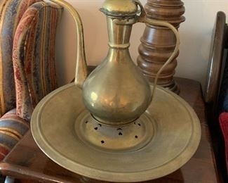 #32	3 pc. Brass Oil Pitcher 15Round x 18"T	 $40.00 
