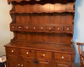 #36	Ethan Allen Pine China Cabinet w/Hutch 60x19x33-76  w/8 drawers 4 doors	 $175.00 
