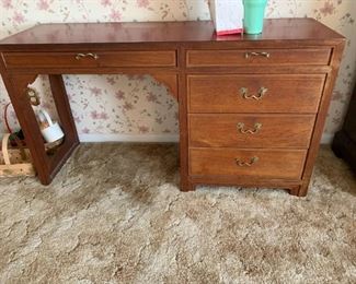 #81	5 drawer Wood Knee-hole Desk  54Wx17Dx30D (Laminate Top)	 $75.00 
