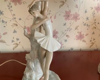 #83	(2) Lladro-like Dancers on Lamp Base 24" Tall   $50 each	 $100.00 

