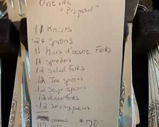 #102	"oneida"  Proposal Flat Ware" in Box	 $70.00 
