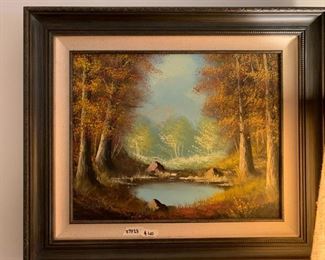 #105	Original Acrylic Painting of Forest w/pond  27x23	 $40.00 
